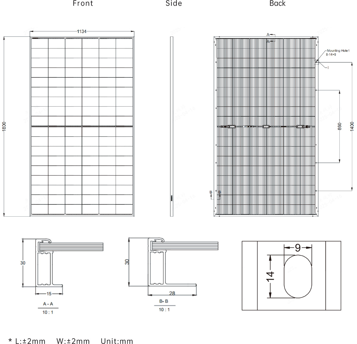 Dimensional drawing