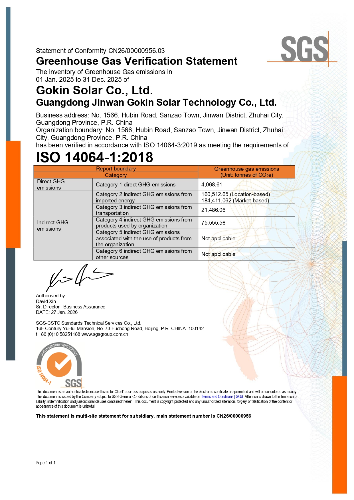 ZSN240229 - Jinwan Gokin Declara??o de Verifica??o de Gases de Efeito Estufa