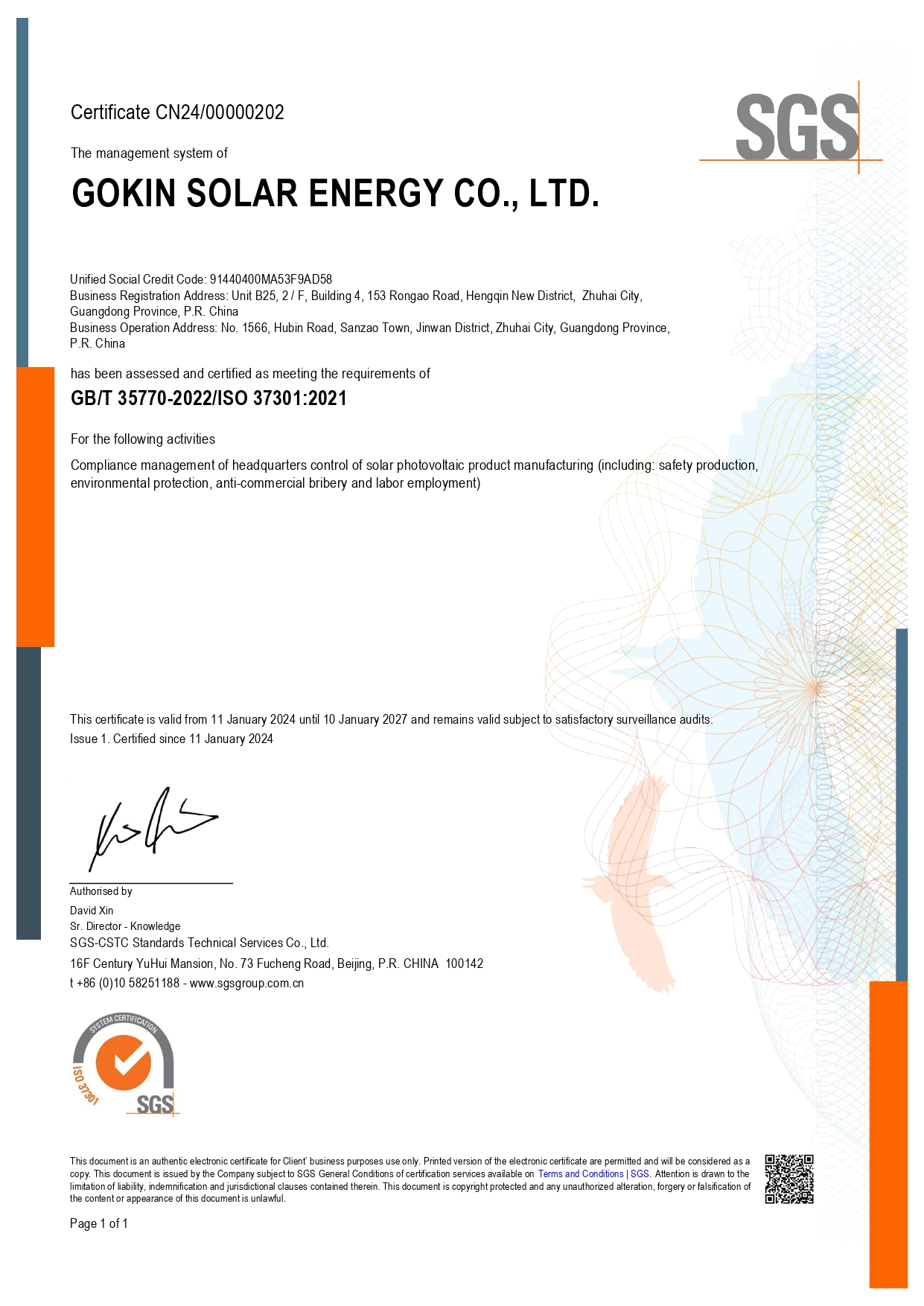 Certificado de Certifica??o do Sistema de Gest?o de Compliance ISO 37301